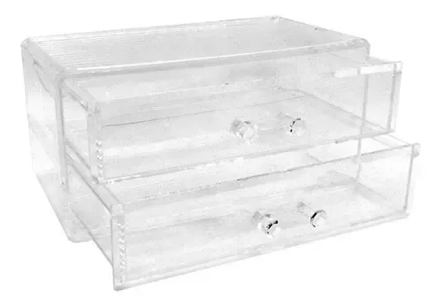 Organizador Acrílico De Maquillaje 2 Cajones Apilable O01507 Jessamy