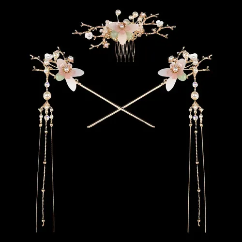 Tradicional Mujer Flor Cabello Palillos Accesorios &uw