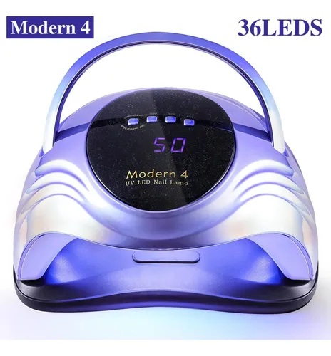 Lámpara Uv Led Profesional Perla Violeta Con Sensor Y 4 Tie