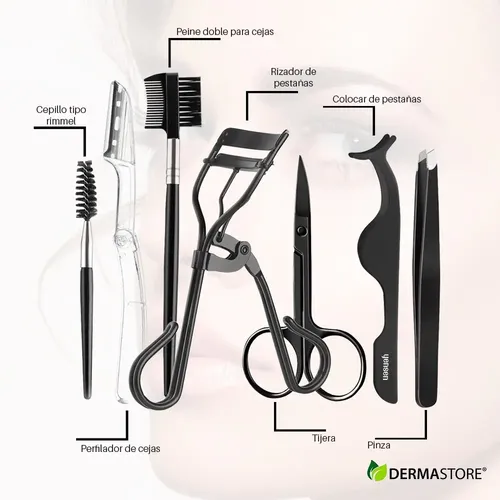 Kit X7 Cuidado Cejas Pestañas Cepillo Peine Perfilador Ceja