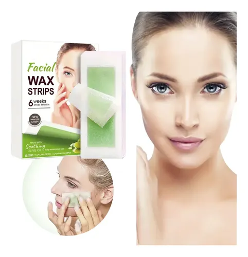 Bandas Cera Facial 30 Tiras Doble Cara Piel Sensible Mujer