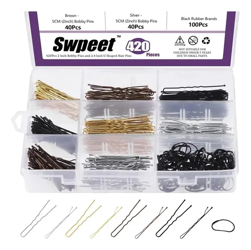 Kit De Horquillas Swpeet 420 Pcs Con Gomas Para Cabello