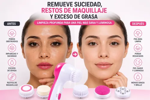 Cepillo Skin Care Limpieza Facial Exfoliante 5 En 1 Rec Usb