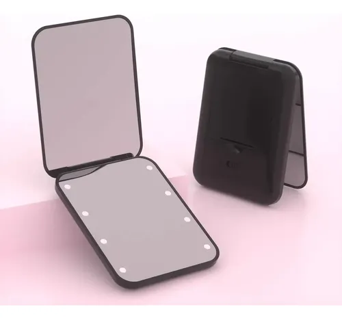 Espejo De Maquillaje Portátil Plegable Con Luz Led 8 Leds
