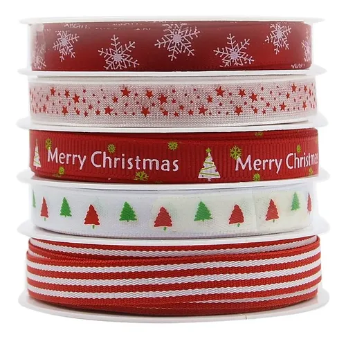 Cinta De Grosgrain Navideña De 5 Piezas Para Pinzas Para El