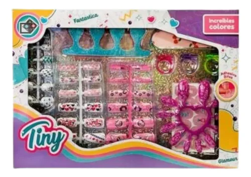 Tiny Fantasy Postizas Rosas Y Blancas Con Set Manicura