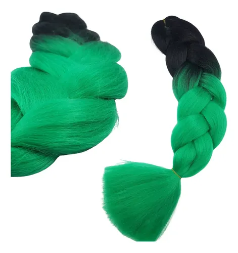 Extension Pelo Kanekalon Trenza Degrade Verde Negro Lefemme