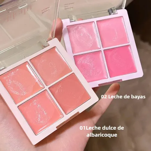 Paleta De 4 Rubores Coreanos Efecto Glow Natural Maquillaje