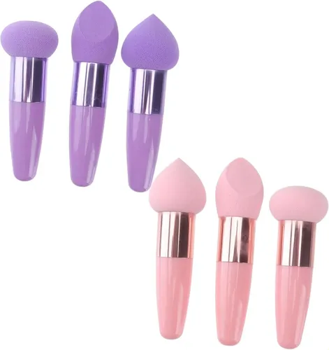 Juego De 6 Esponjas De Maquillaje, Mini Borla Para Polvos, E