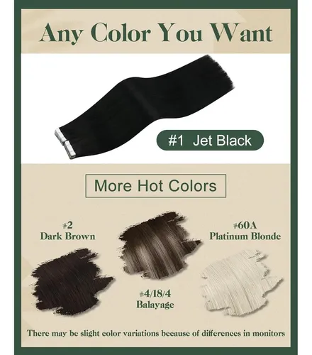Extensiones De Cabello Con Cinta Ugeat 24in Jet Black