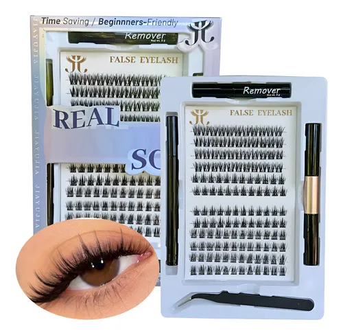 Kit De Extensiones Pestañas Racimos Con Removedor Y Pinza Negro Kit Completo C 14 Cm