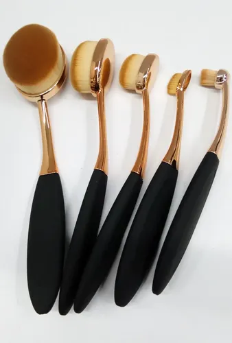 Set Brochas Pinceles Ovaladas Gold Rose Make Up Profesional