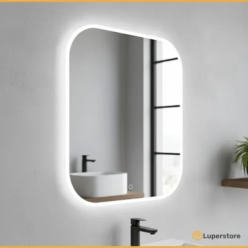 Espejo Rectangular Smart Led Luz Fria Touch Baño 60×70 Cm