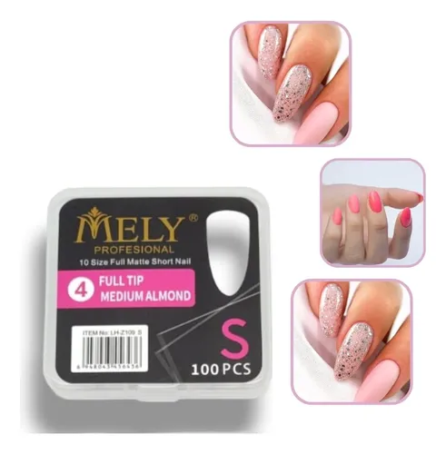 Tips Almendra Largos Soft Gel X100 Efecto Matte Mely