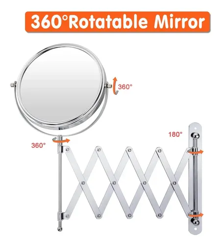 Espejo Baño Extensible 7 Cromo 1x/3x Aumento Ajustable Plate