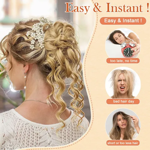 Moño De Pelo Wig Aosyax Messy, 2 Unidades, Rizado Sintético