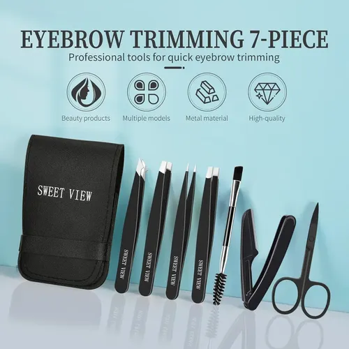 Kit Cejas 7 Piezas Tijera Pinza Y Cepillo Precisión