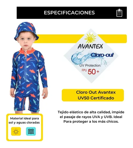 Malla Enterito Body + Gorro Piluso Niño Filtro Uv Agua Safit