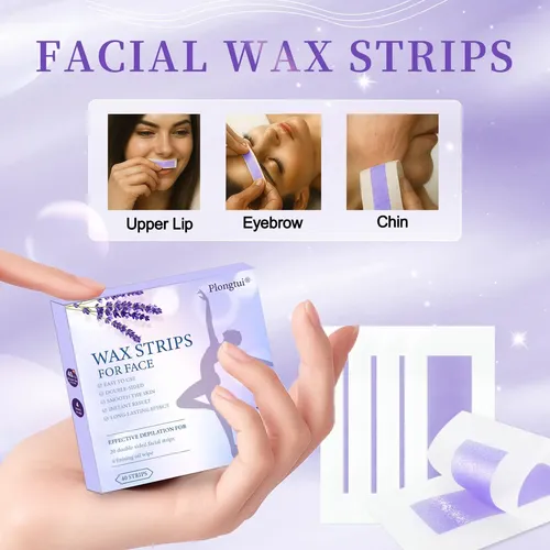 Tiras De Cera Facial Plongtui 40 Tiras Y 4 Toallitas De Acei