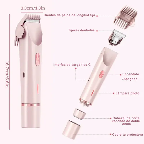 Depiladora De Bikini For Mujer Eléctrica Doble Cabeza 2 En 1