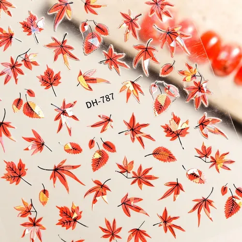 Stickers Para Uñas Powpop 3d De Otoño Con Hoja De Arce, 4 Ho