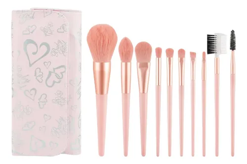 Set De 10 Pinceles De Maquillaje + Estuche