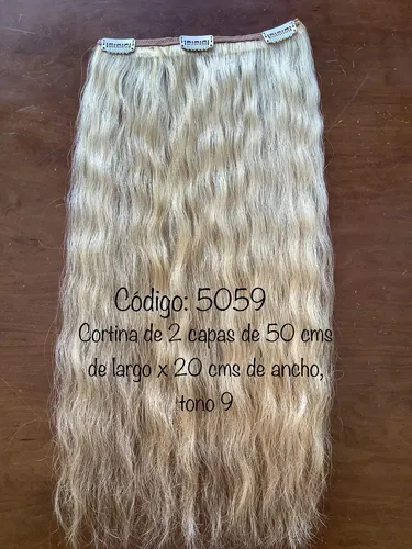 2 Capa Cortina Cabello Natural De 50 Cms X 20 Ancho Premiun