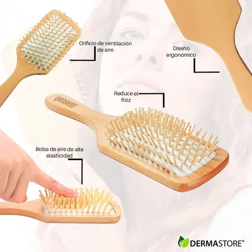 Cepillo De Pelo Madera Natural Ecológico Antifrizz Cabello