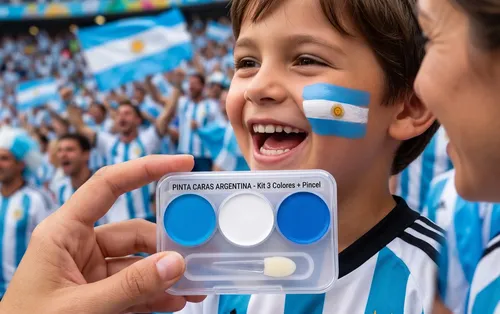 Pintura Cara Argentina Kit X12 Paleta Pincel Mayorista Copa