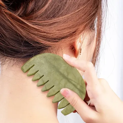 – Peine De Madera Guasha, De Jade Natural, Para El Cuidado =