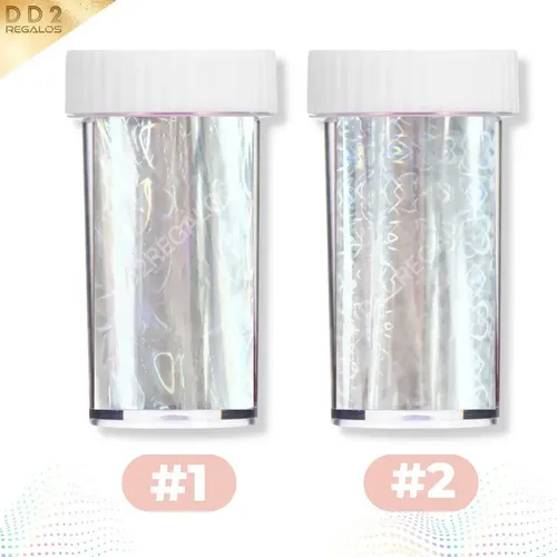 1 Pote Rollo Papel Foil Aurora Corazon Decoración De Uñas