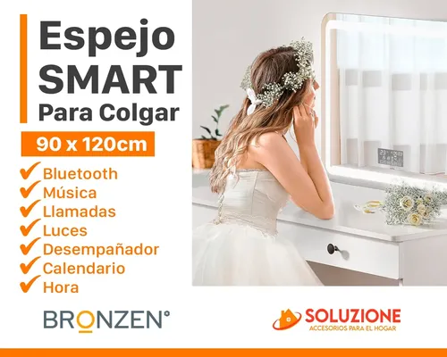Espejo Smart Inteligente Luz Led 120×90 Cm Bluetooth Premium