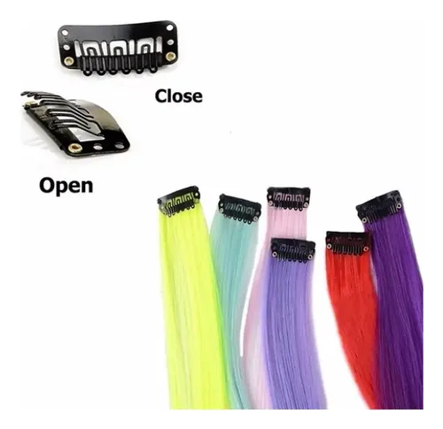 Combo X12 De Tiras De Pelo Sintetico Colores Fantasiaaplique