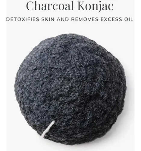 Esponja Facial Konjac Shikohin Carbón 100% Natural 9.5cm