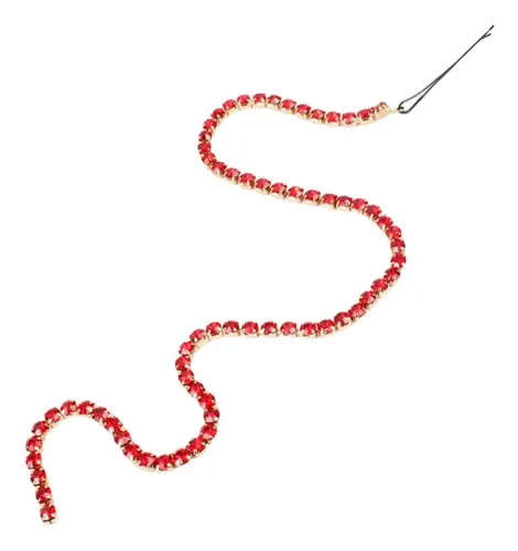 Pinza De Cabellero Con De De Imitación Cadena Larga Rojo