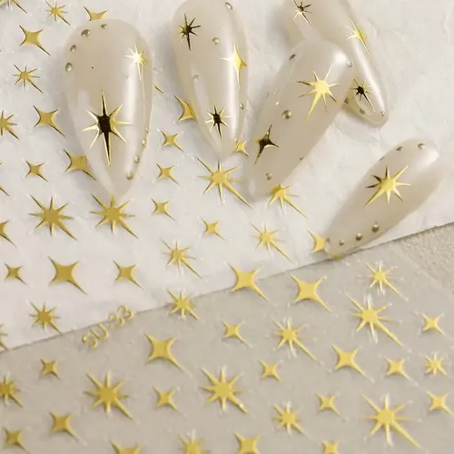5 Pegatinas De Metal Con Forma De Estrella Láser For Uñas,