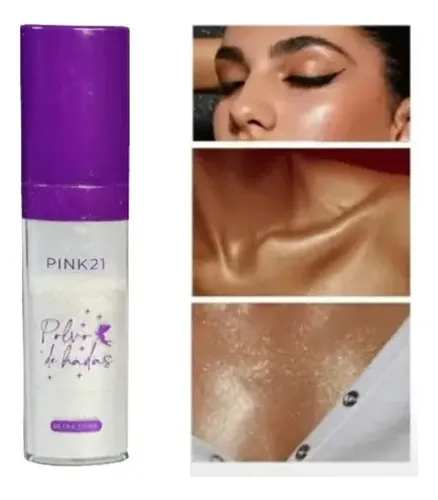 Iluminador Polvo Brillo Rostro Cuerpo Polvo De Hadas Pink21