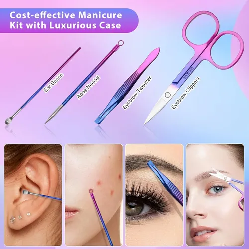 Set De 12 Piezas De Manicura, Cortaúñas, Kit De Pedicura Par