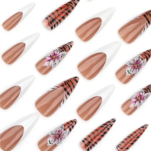 Uñas Con Estampado De Leopardo Francés Otoño-invierno
