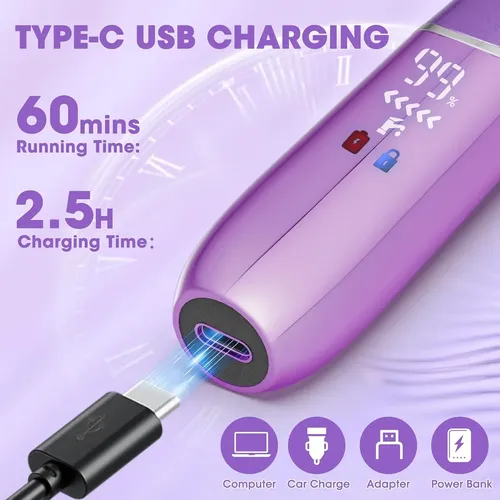 Y Depiladora Eléctrica Violeta 6 En 1 Mujer Inalámbrica Usb