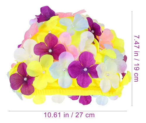 Gorro De Natación Estilizado Con Flores Decorativas