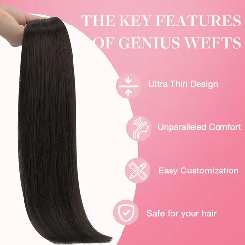 Extension Cortina De Pelo Humano Real 35cm 80g Marron Oscuro