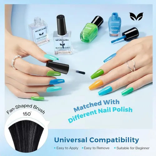 Base Y Top Coat Esmalte De Uñas Morovan 2pcs Secado Rápido