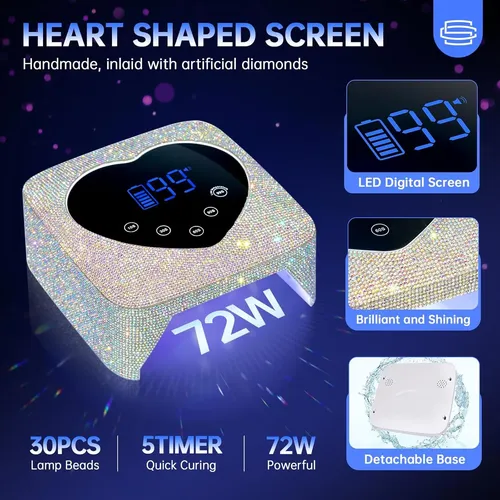 Lámpara Uv Led 72w Recargable Secado Rápido Gel