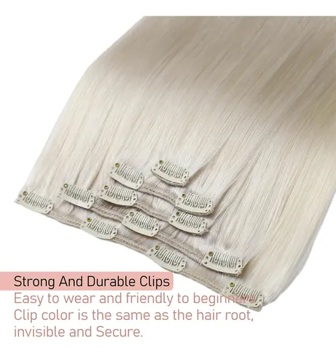 Extensiones De Cabello Natural Rubio Platino 56 Cm, 80g