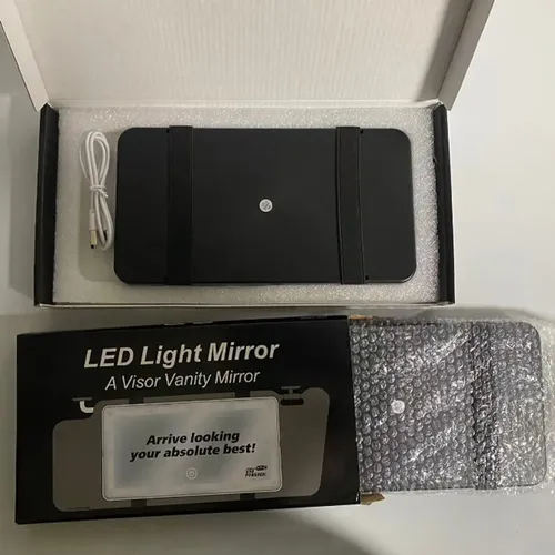 Espejo De Maquillaje Led Negro Para Coche Con Luz Táctil