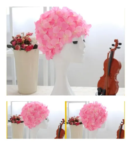 Gorro De Baño De Flores Gorros De Baño Para Pelo Rosa