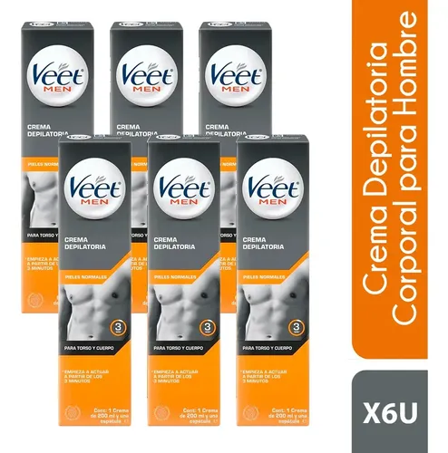 Kit Crema Depilatoria Veet Men X 6 Unidades