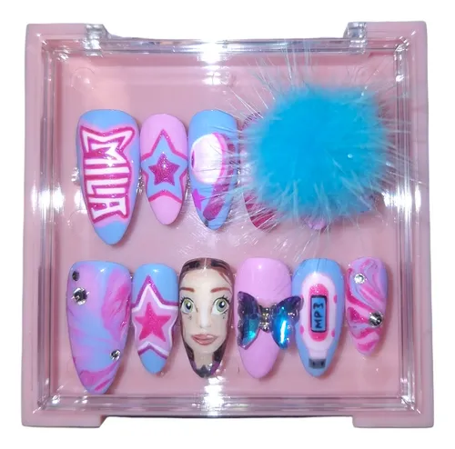 Press On Emilia Mp3 Talle M Nail Art Incluye Pega Cherimoya
