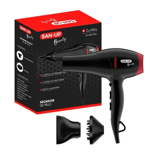 Secador San-Up CurlDry 2200W Negro con Difusor y Concentrador